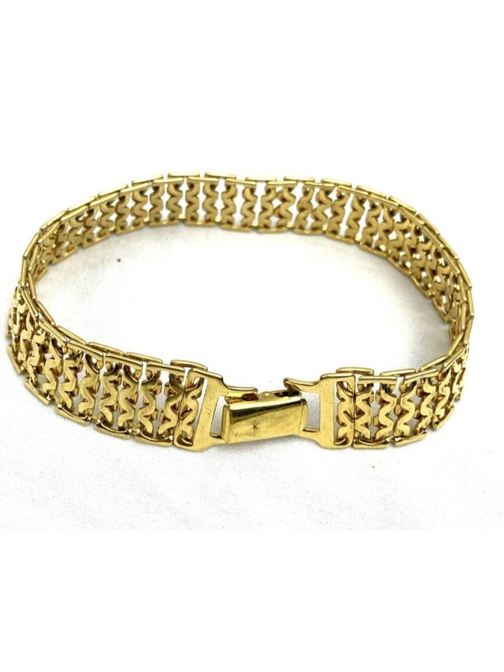 Vintage Monet Gold Plated Flat Weave Bracelet